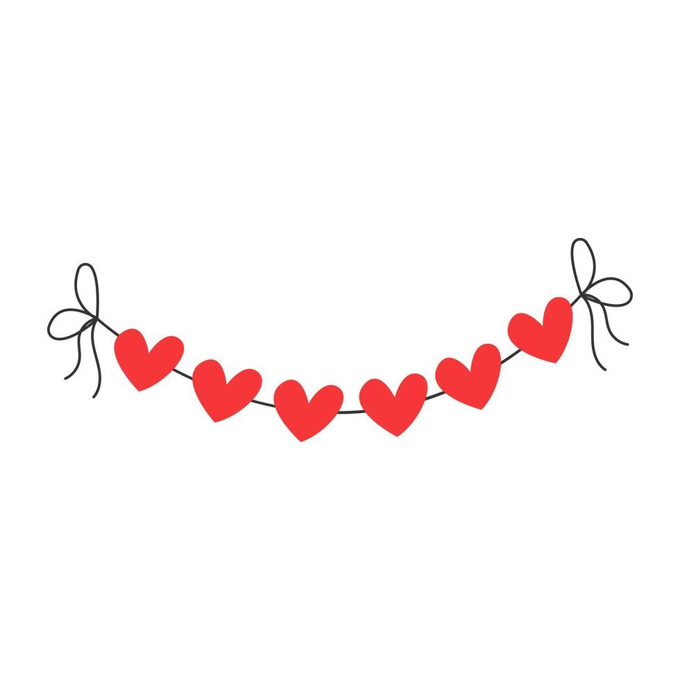 Garland with hearts for Valentine's Day decor. Ideas for gifts, parties and romantic holidays. illustration. vector