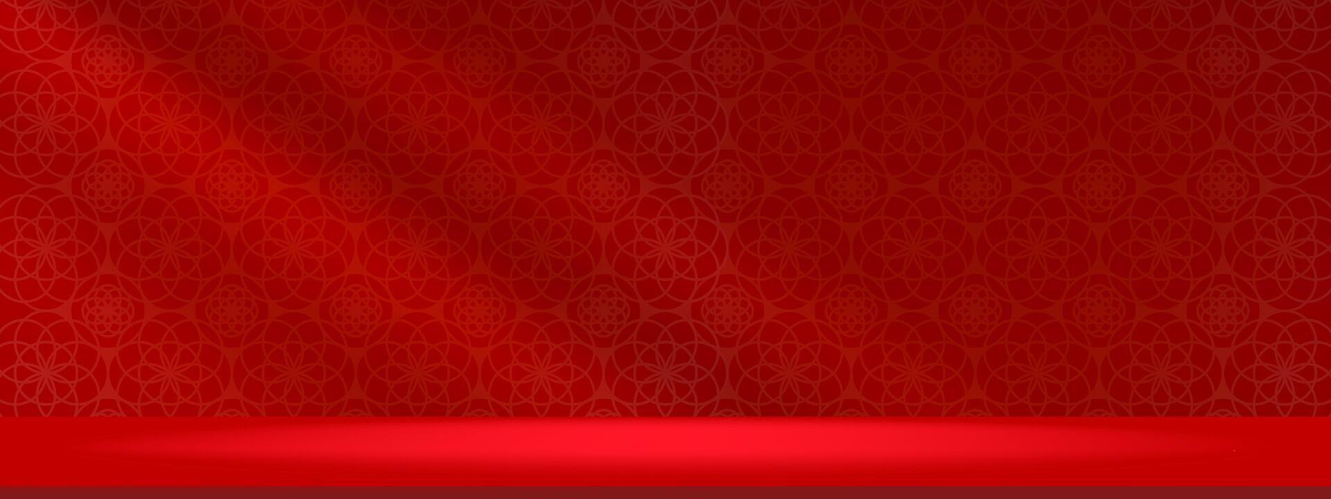 Chinese new year,Studio Background Red Lunar Wallpaper,Studio Background with light on Platform 3d Podium for Product Display, scene design web banner for New Year holiday Sale,Promotion vector