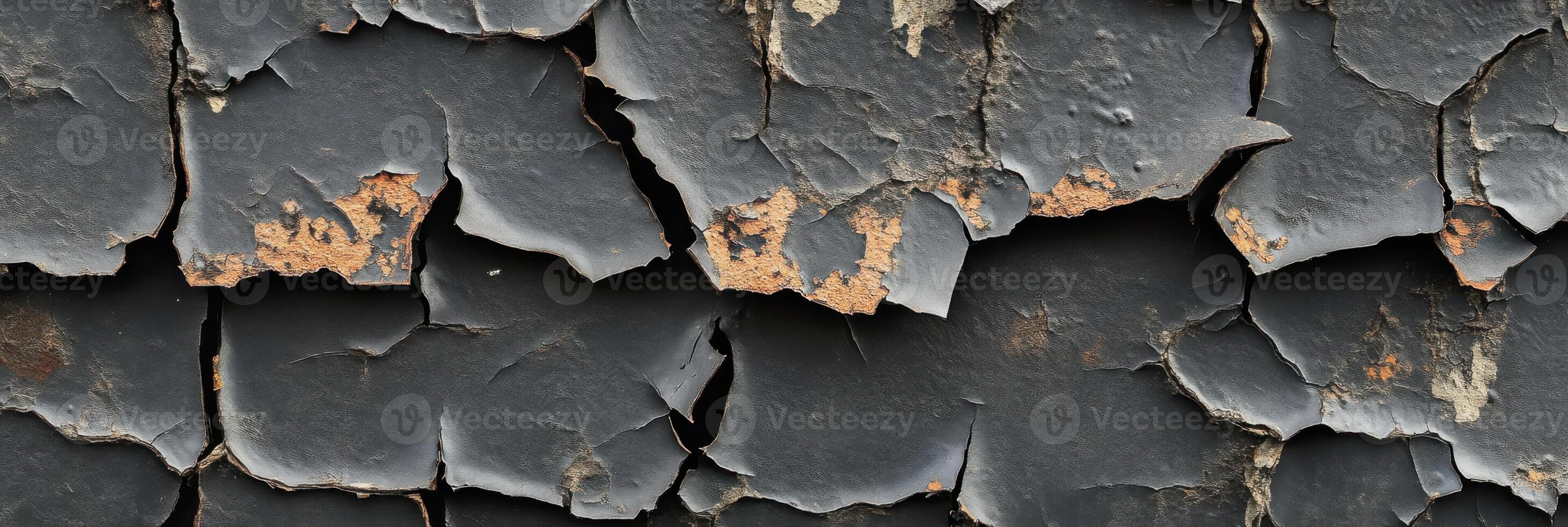 Peeling weathered paint on a rusty metal surface capturing decay concept photo