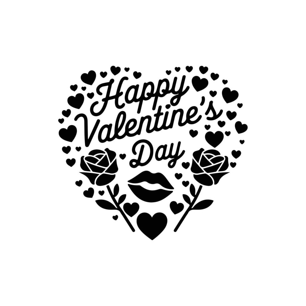 Happy Valentine's Day unique Typography romantic sticker. Typography Template Design. Valentine's Day sticker, Banner, wallpaper, heart, elements background isolated poster Design. vector