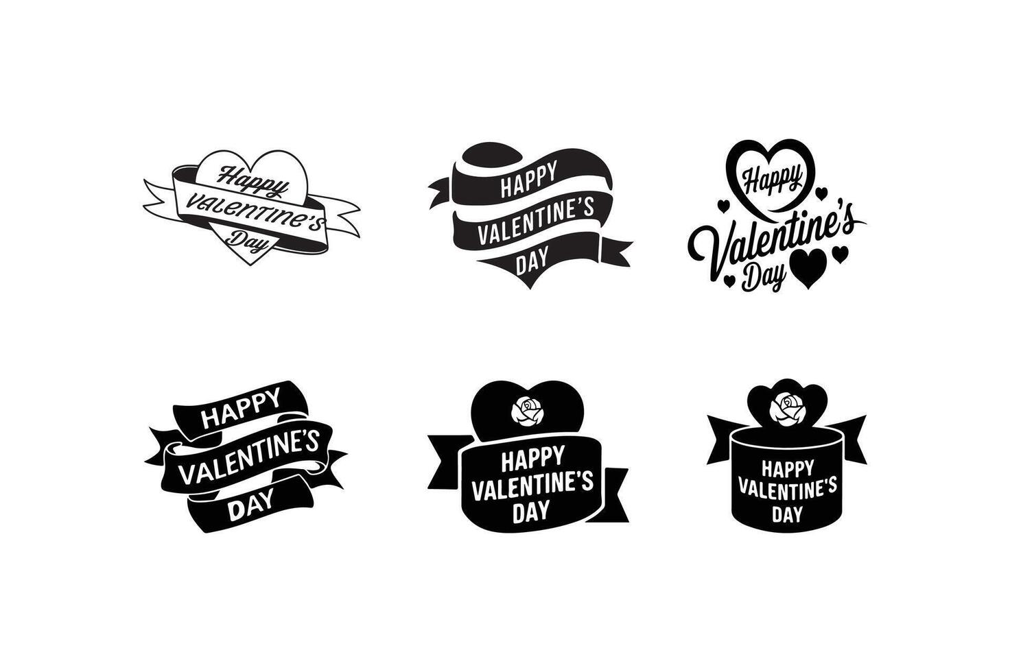 Happy Valentine's Day Typography romantic sticker. Typography Template Design. Valentine's Day sticker, Banner, wallpaper, heart, elements isolated Design. vector