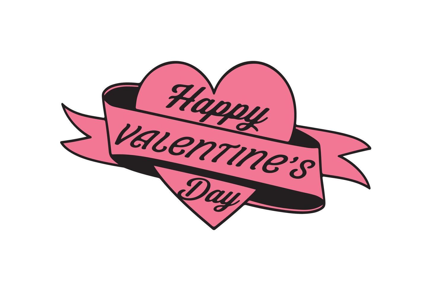 Happy Valentine's Day greeting, romantic sticker. Typography Template Design. Valentine's Day sticker, Banner, wallpaper, heart, elements background isolated illustration 14 February. vector