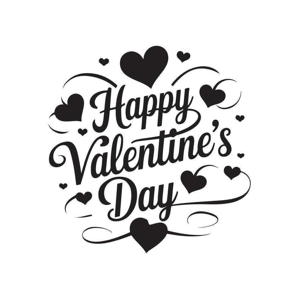 Happy Valentine's Day typography greeting, romantic art. Typography Template Design. Valentine's Day Banner, wallpaper, heart, elements background isolated illustration poster. vector