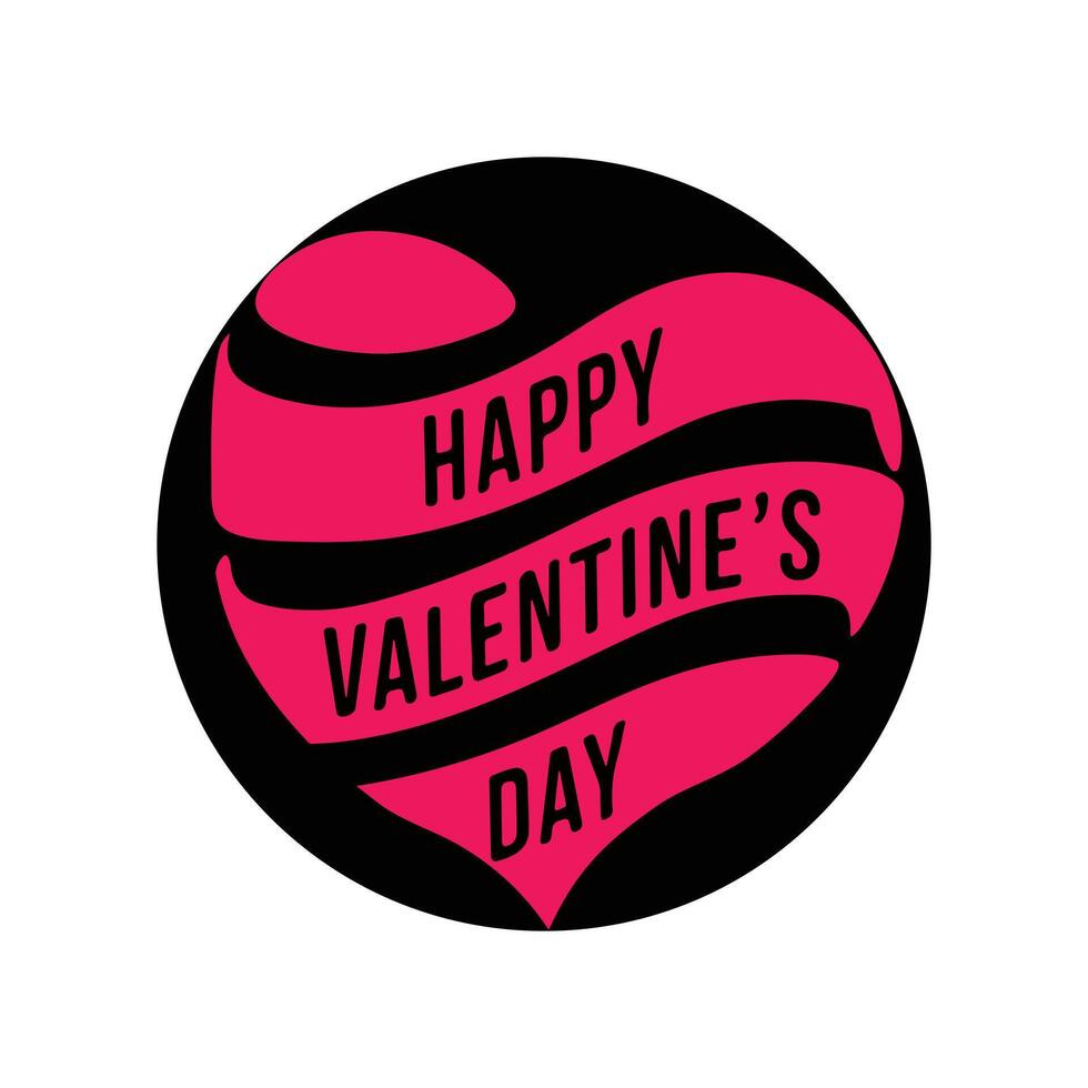 Happy Valentine's Day greeting, romantic sticker. Typography Template Design. Valentine's Day sticker, Banner, wallpaper, heart, elements background isolated illustration poster February. vector