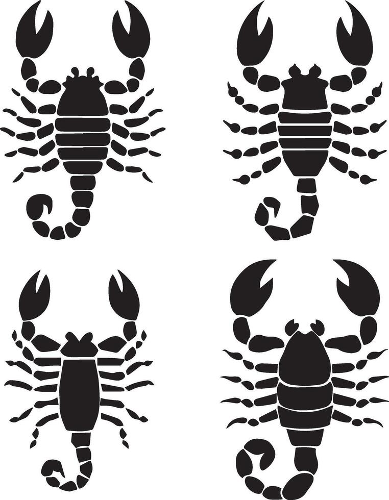 Art and Illustration of a set of Scorpion silhouette illustration vector