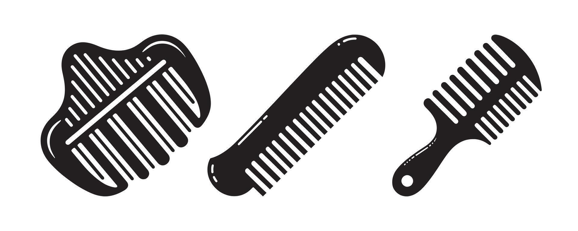 Unique Comb Icon Set for Hair Styling and Grooming Designs vector