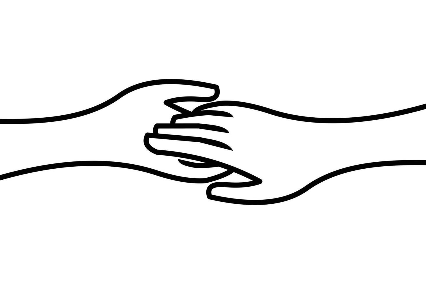Line style illustration design of human hand holding hand gently vector