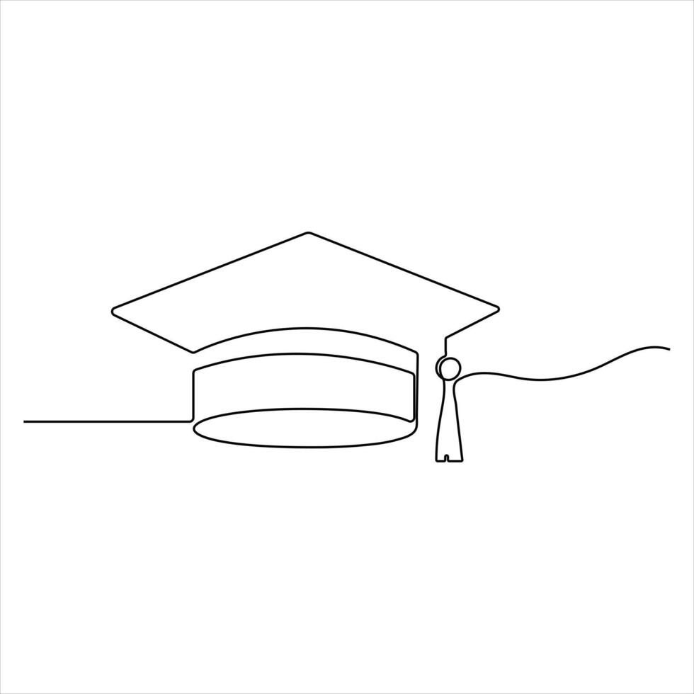 Toga hat education single line art continuous outline design illustration vector