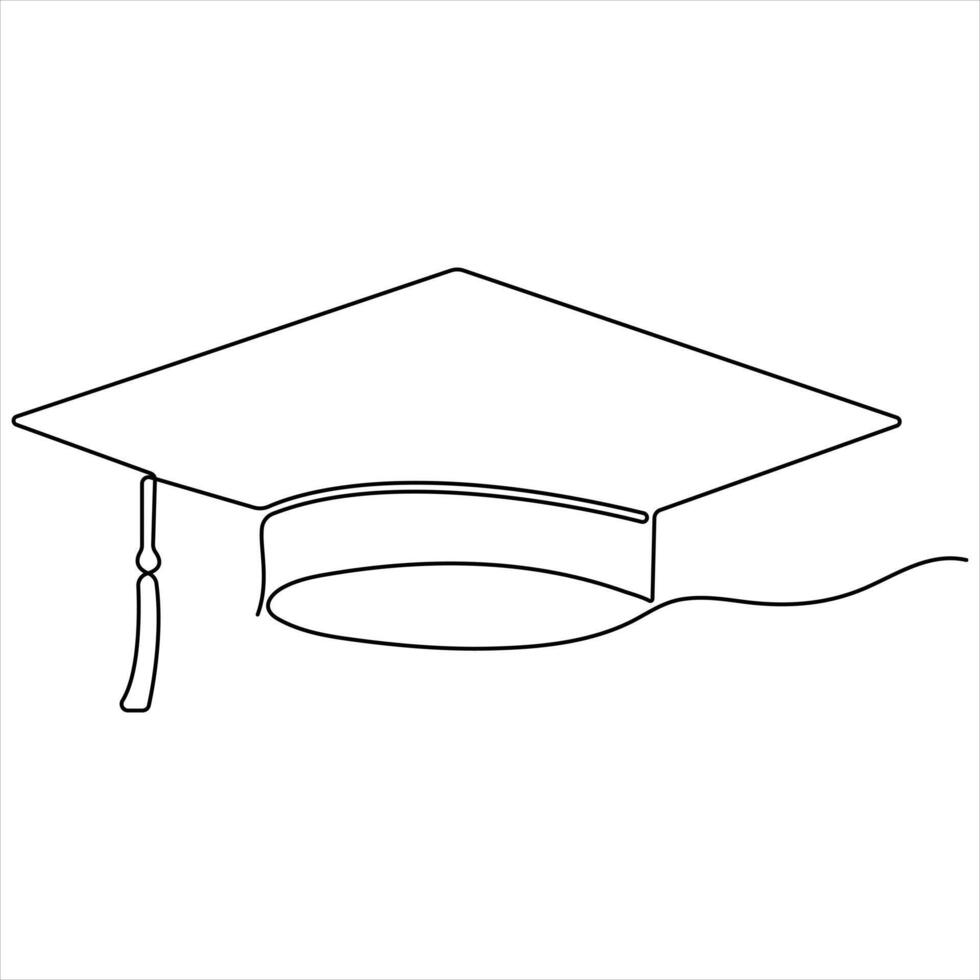 Graduation Cap single line continuous Drawing vector