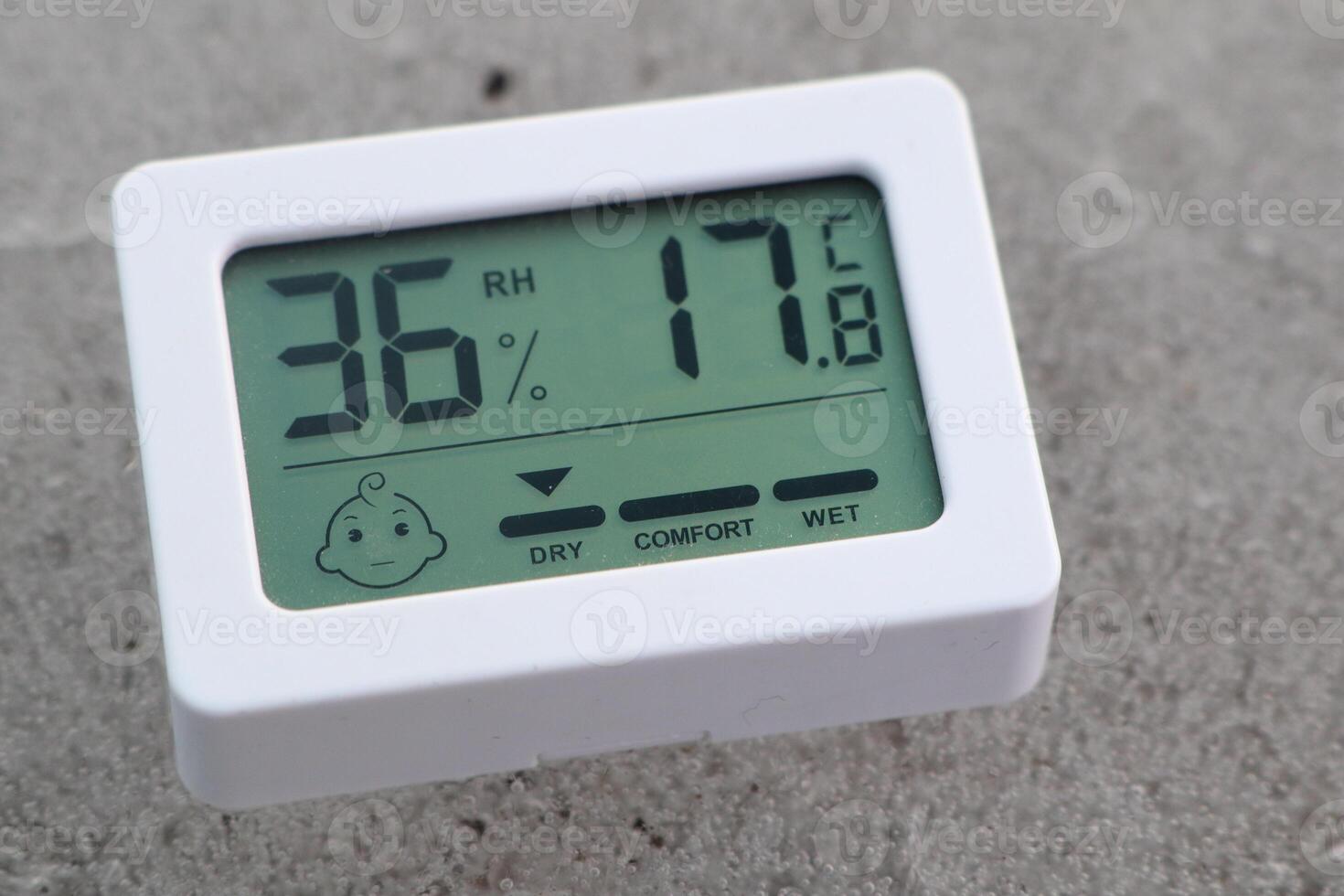 The Digital Hygrometer and Thermometer accurately displays humidity and temperature readings photo