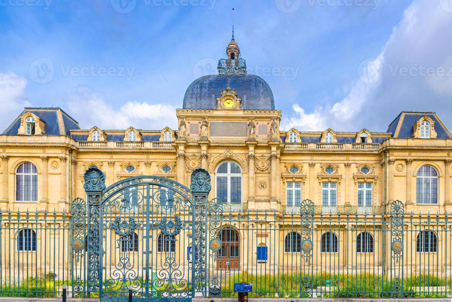 The Picardy Museum Musee de Picardie Second Empire style eclectic architecture style building in Amiens old historical city centre, blue sky background, Somme department, Hauts-de-France photo