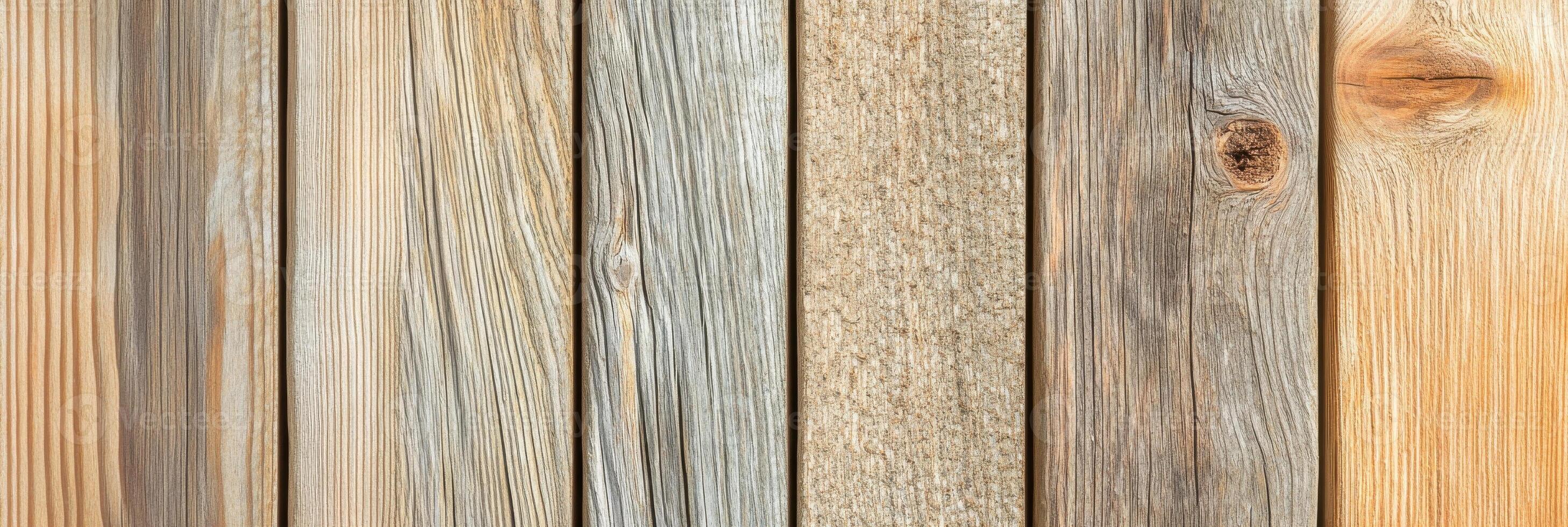 Textured wooden planks with natural grain patterns in vertical arrangement photo