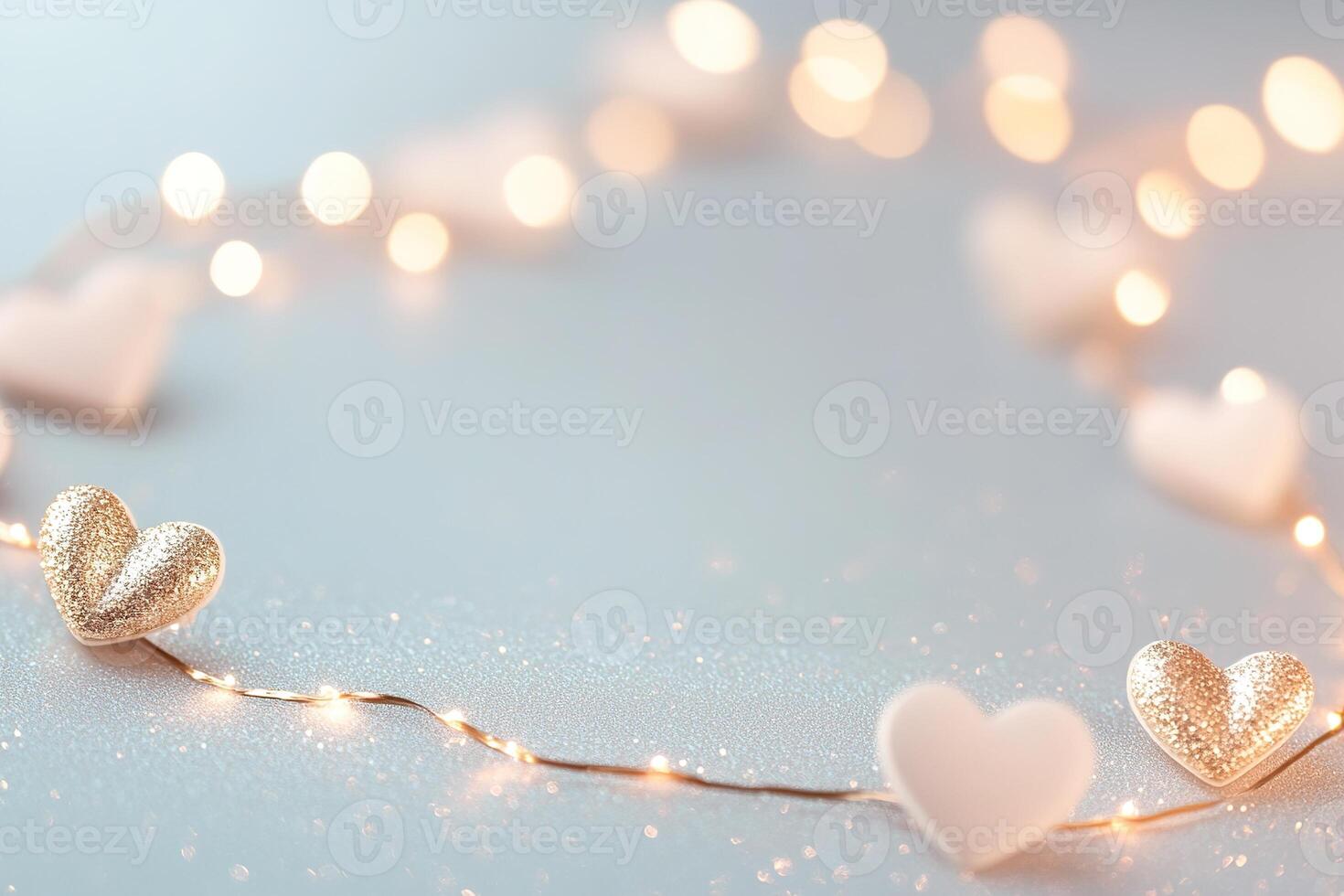 A glowing pathway invites with golden lights and heart shapes, set against a gentle gradient background. This modern design evokes warmth and romance, perfect for celebrations photo