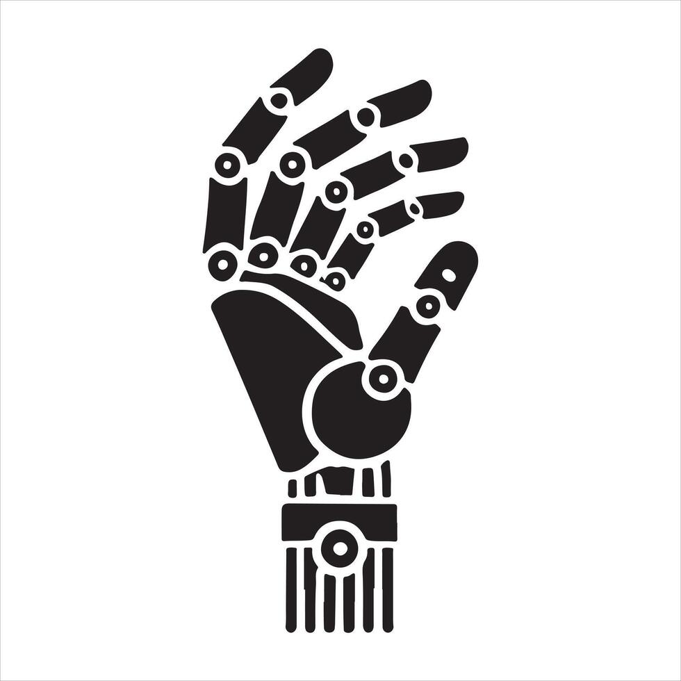 Robotic Hand black silhouette on white background vector