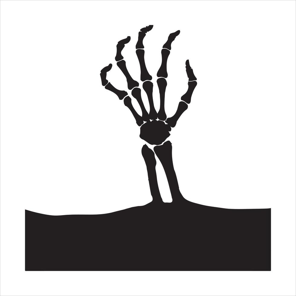 Skeleton Hand Emerging from the Ground black silhouette on white background vector