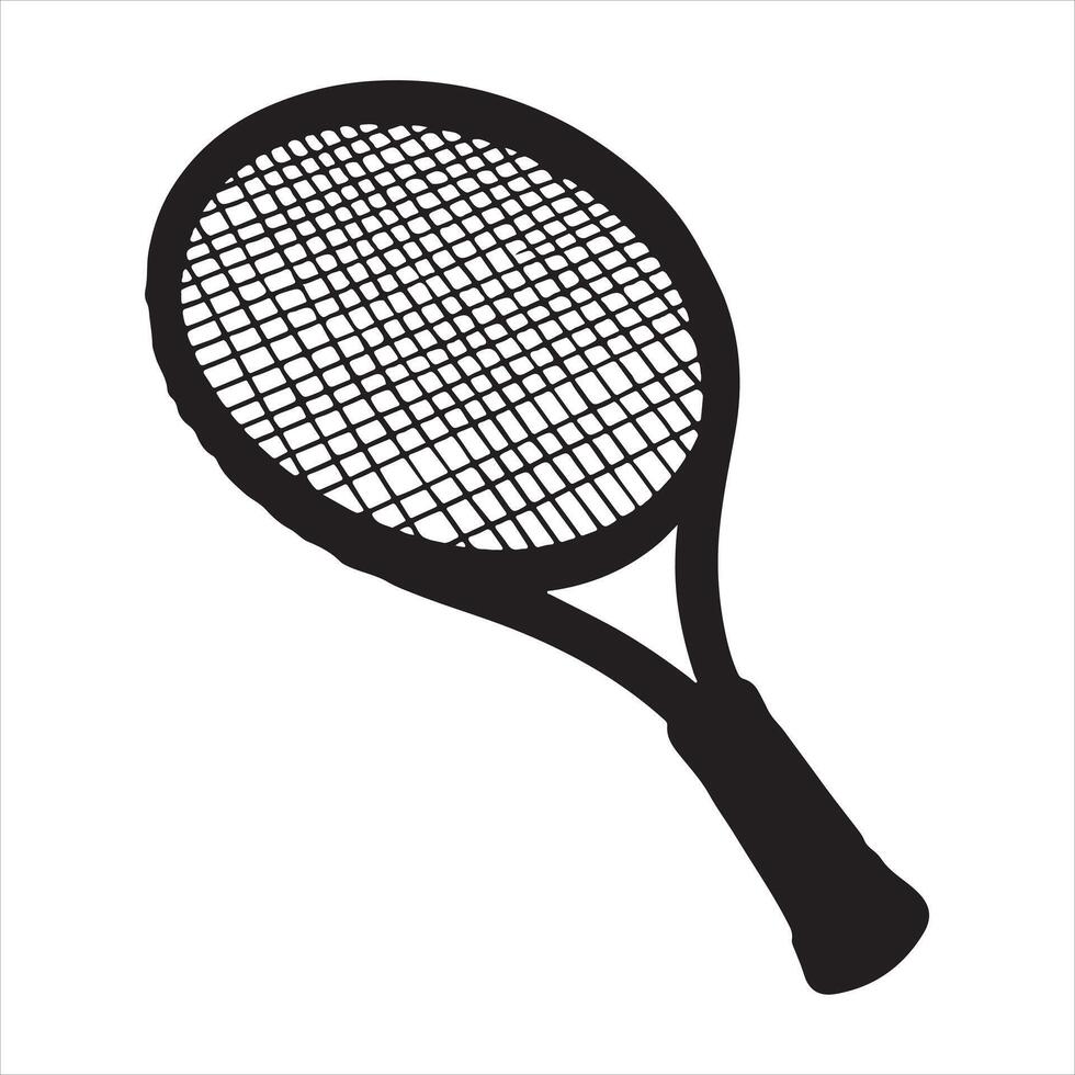 tennis racket silhouette on white background vector