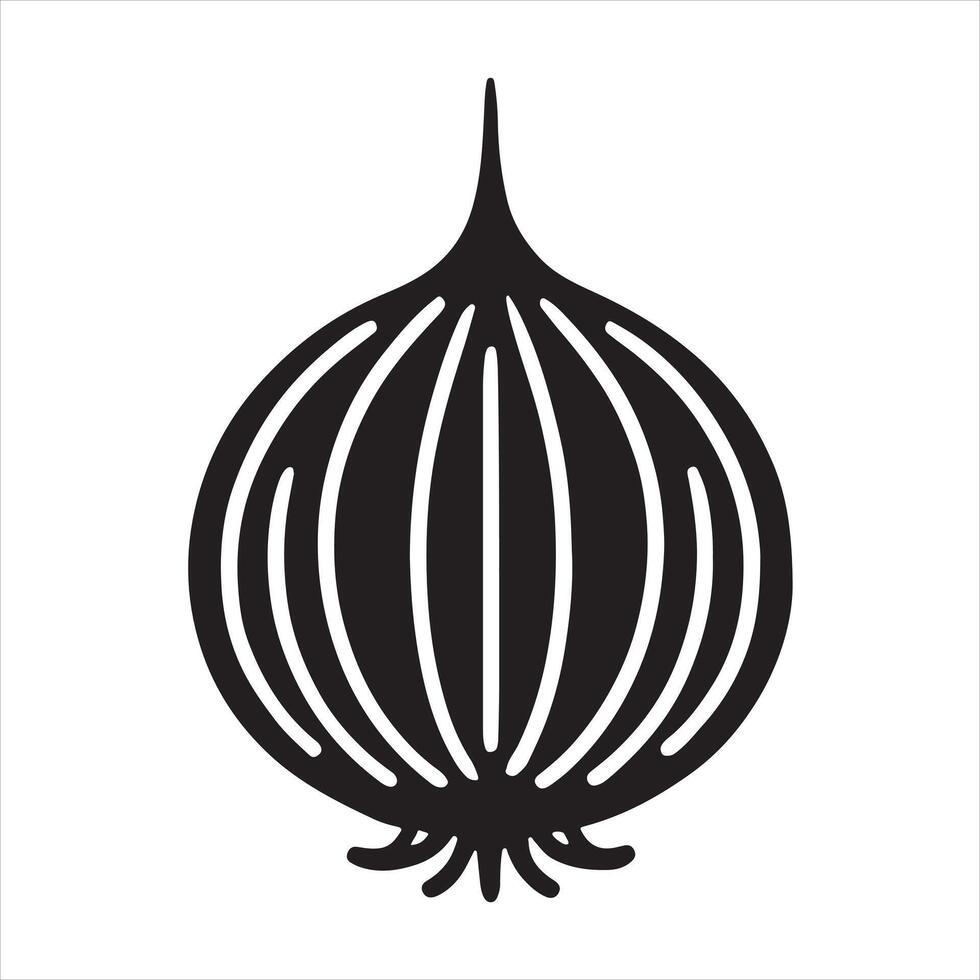 Onion outline silhouette white background vector
