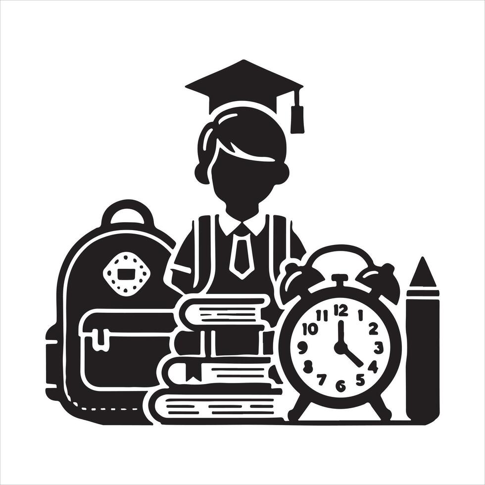 Back to School silhouette on white background vector