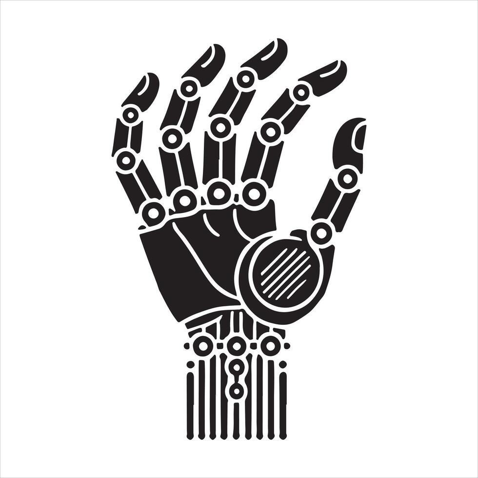 Robotic Hand silhouette white background vector