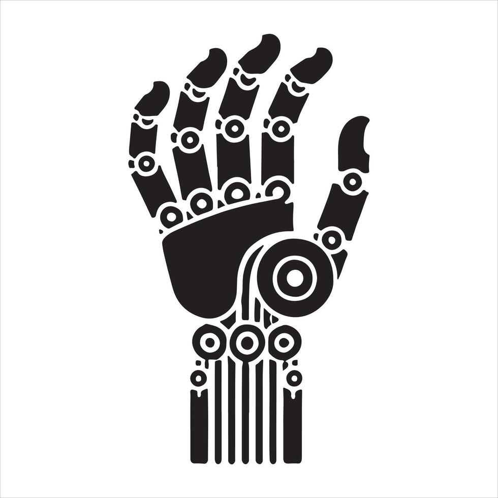 Robotic Hand silhouette on white background vector
