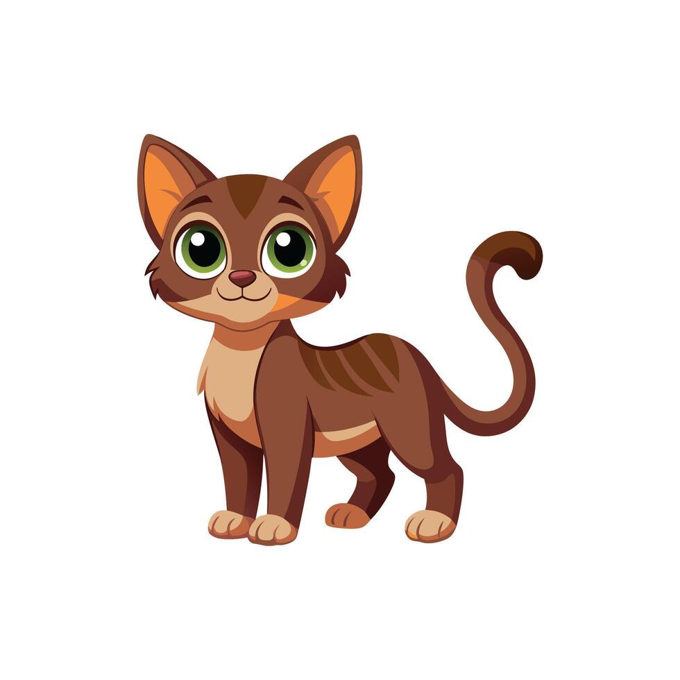 Stylized Cat with Floral Accents Illustration Design on White Background vector