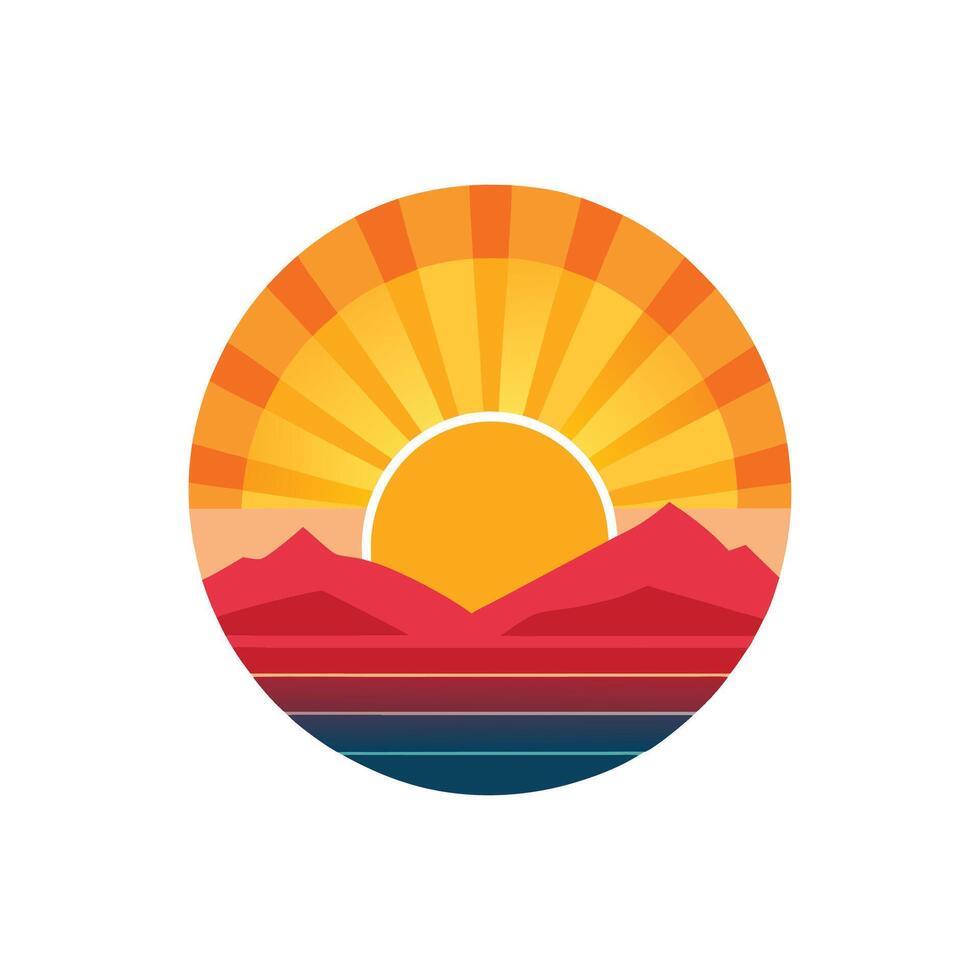 Peaceful Morning Horizon Sunrise Illustration Design on White Background vector