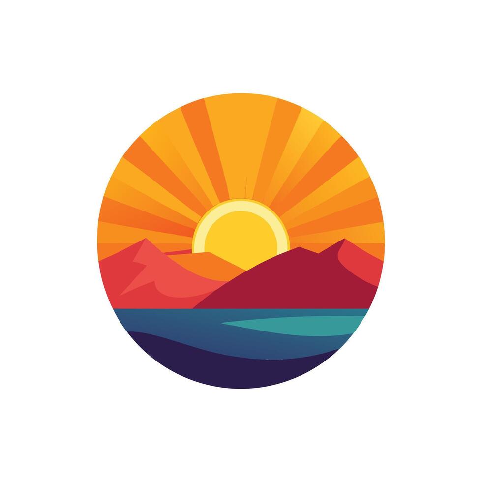 Golden Sunrise Illustration Design with Radiant Sky vector