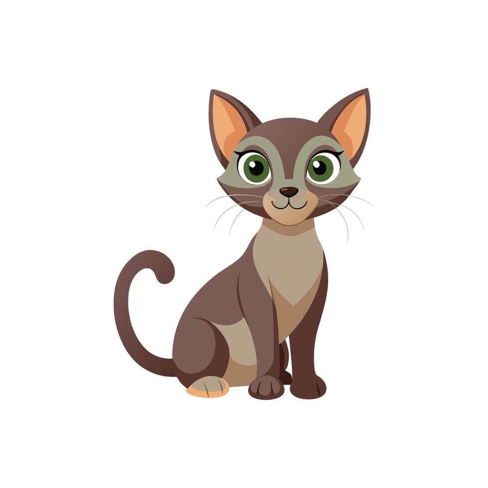 Adorable Cat in Minimalist Style Illustration Design on White Background vector