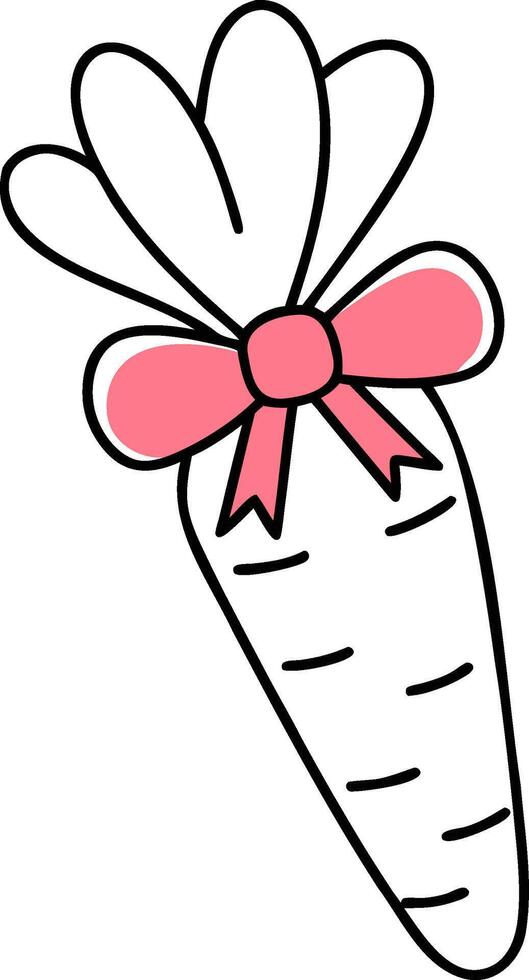 Farm Animals Cute cartoon carrot with a ribbon, perfect for festive themes. vector