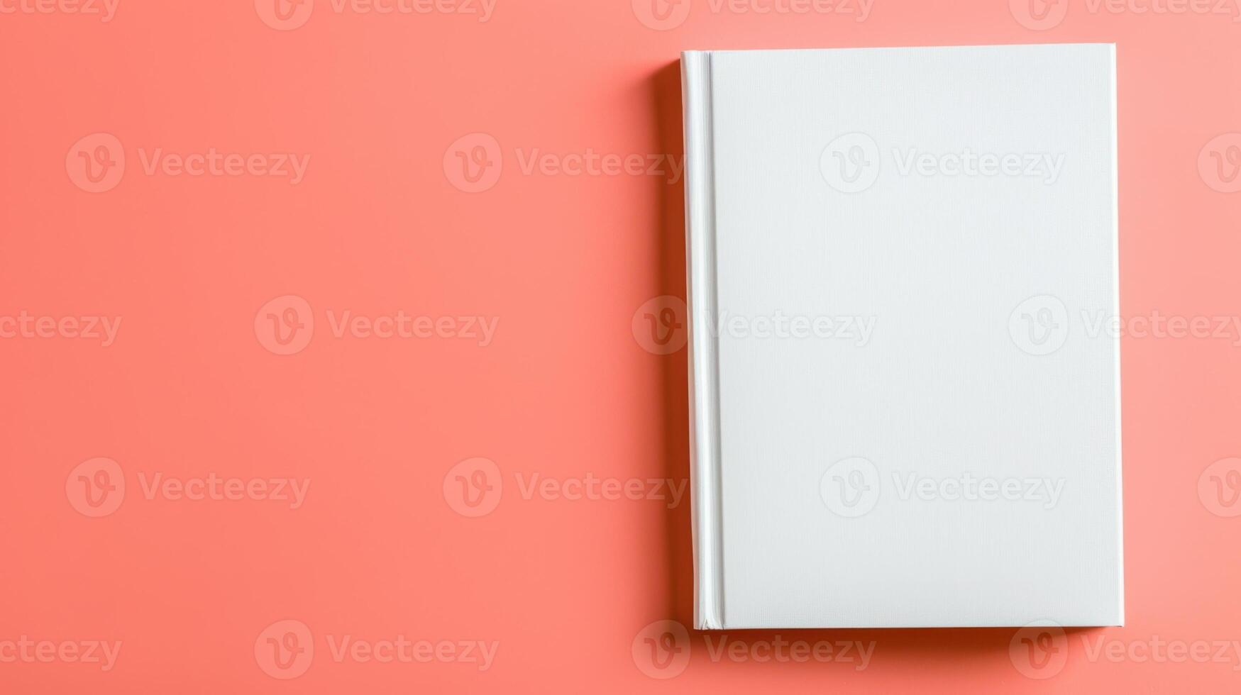 Elegant blank white book cover mockup against a soft peach background highlighting minimalistic design for classic presentation and versatility photo