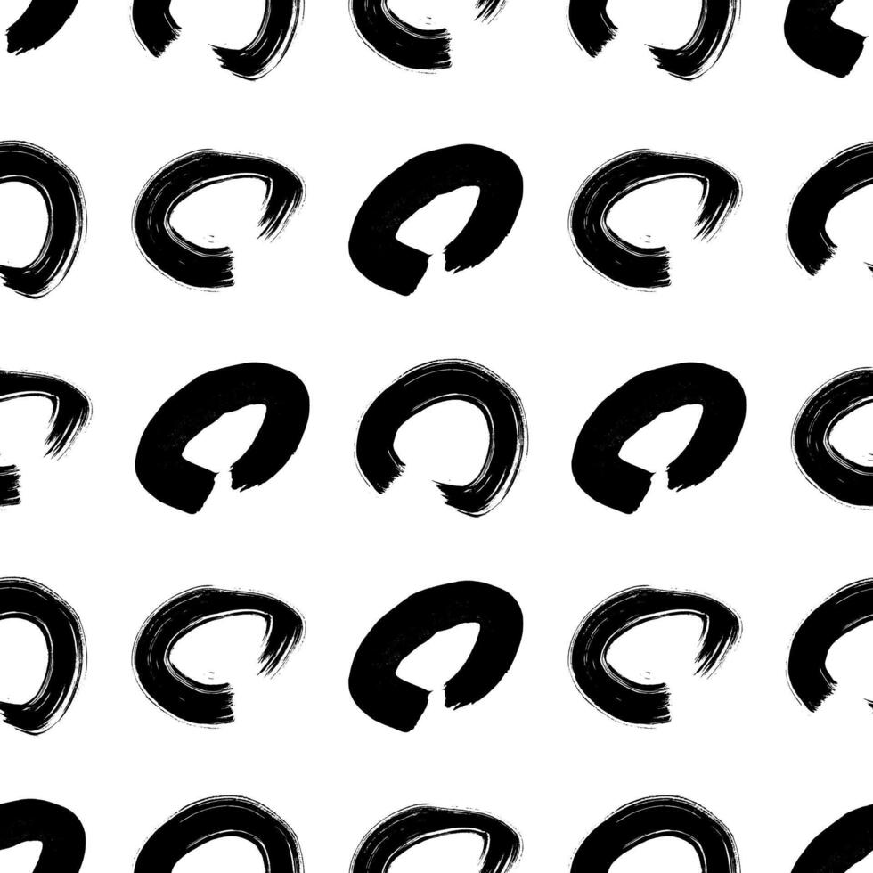 Seamless pattern with black sketch hand drawn brush scribble circles shape on white background. Abstract grunge texture. illustration vector