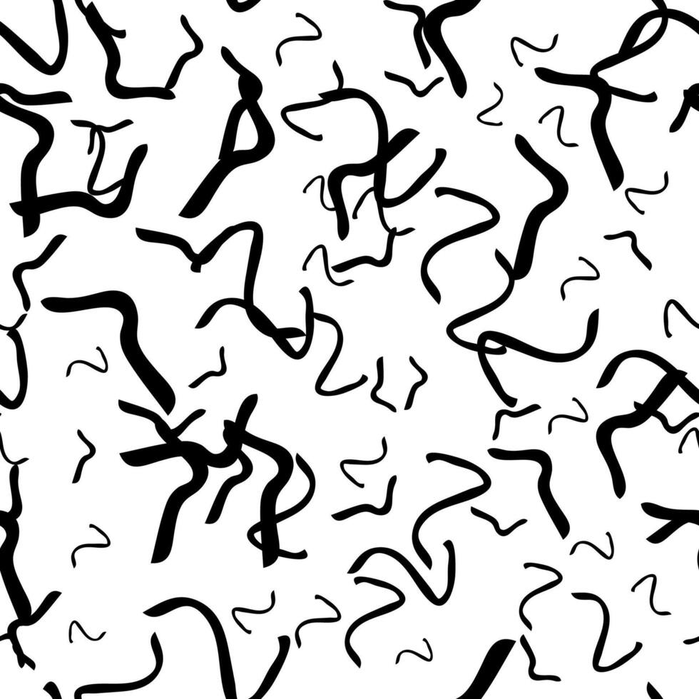Seamless pattern with black sketch hand drawn squiggle shape on white background vector
