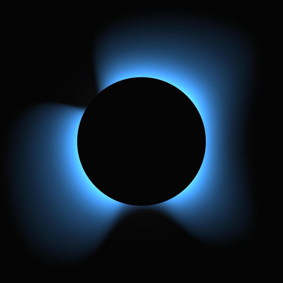 Circle illuminate frame with gradient. Blue round neon banner isolated on black background. illustration vector