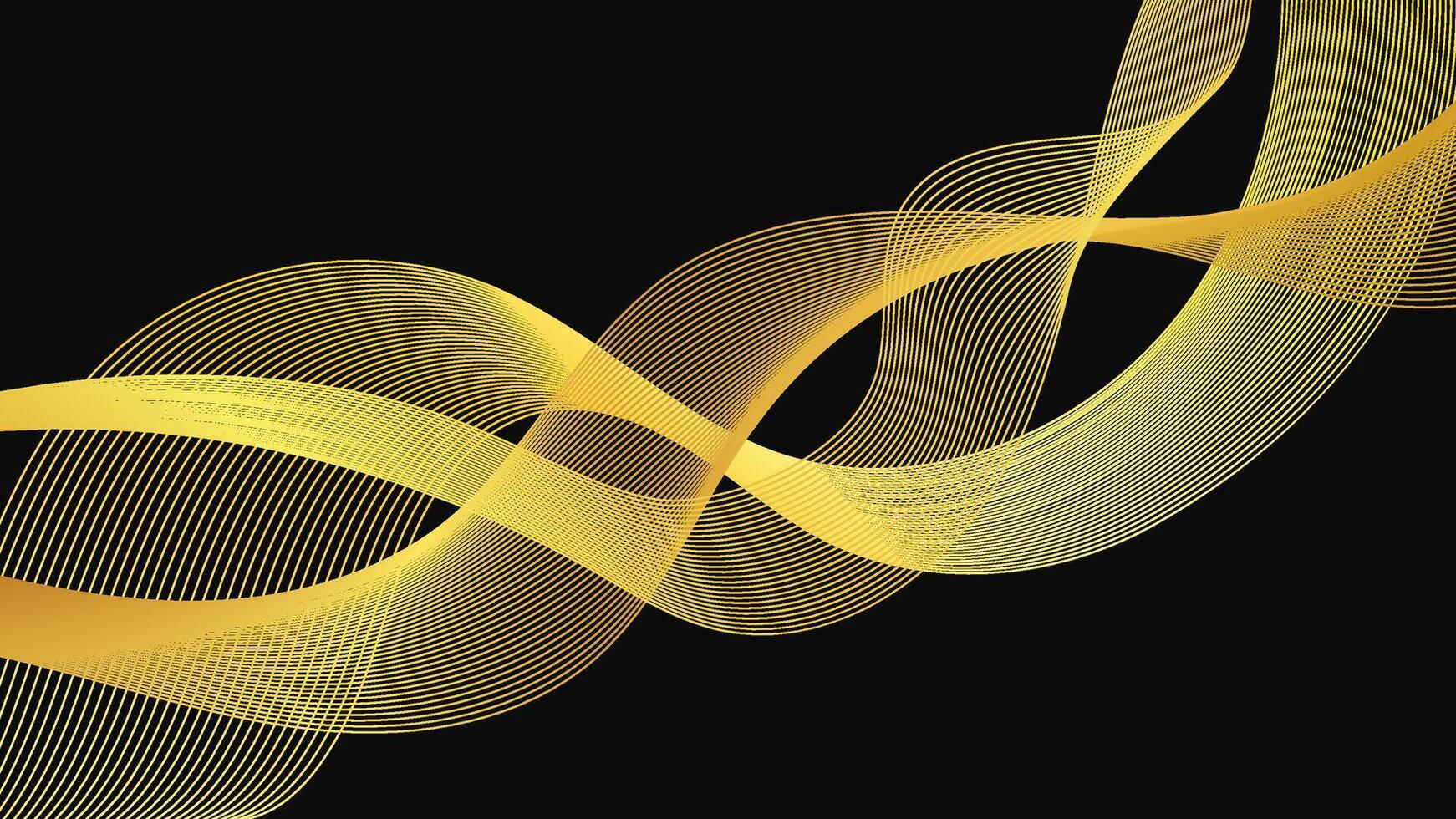 Abstract backdrop with luxury golden waves on dark background. Modern technology background, wave design. illustration vector