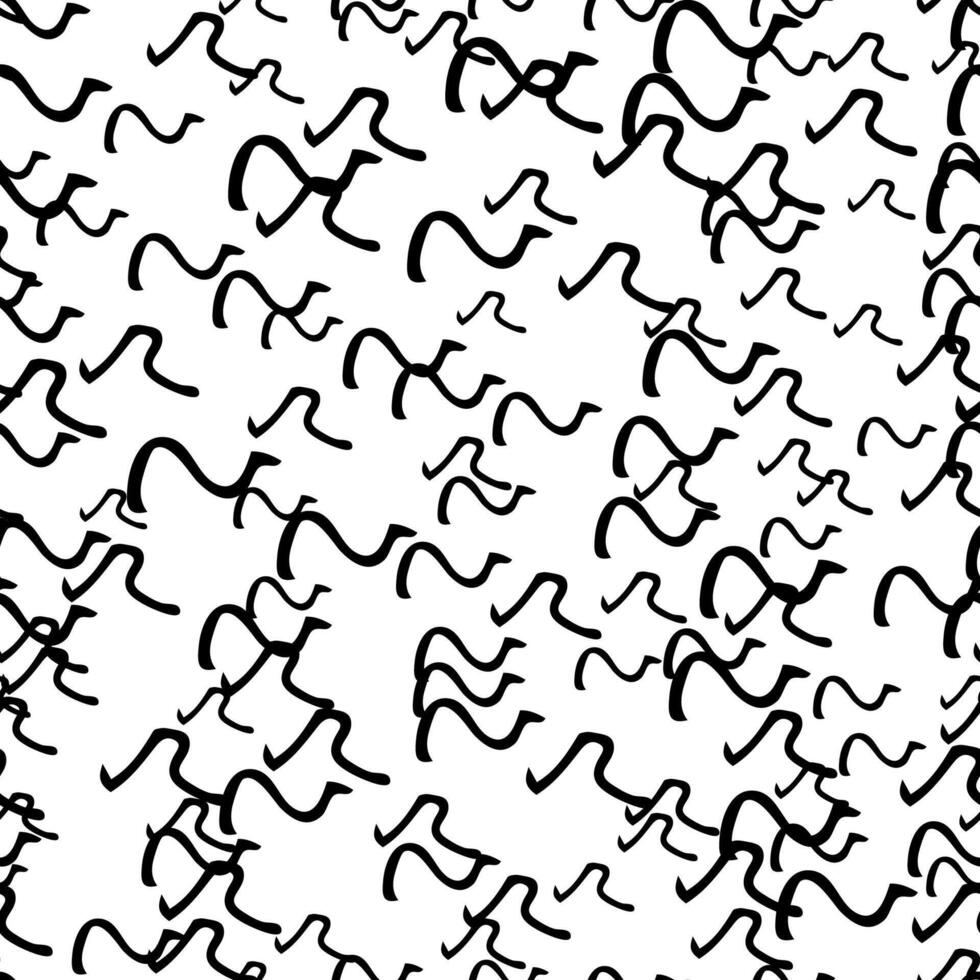 Seamless pattern with black sketch hand drawn squiggle shape on white background. Abstract grunge texture vector