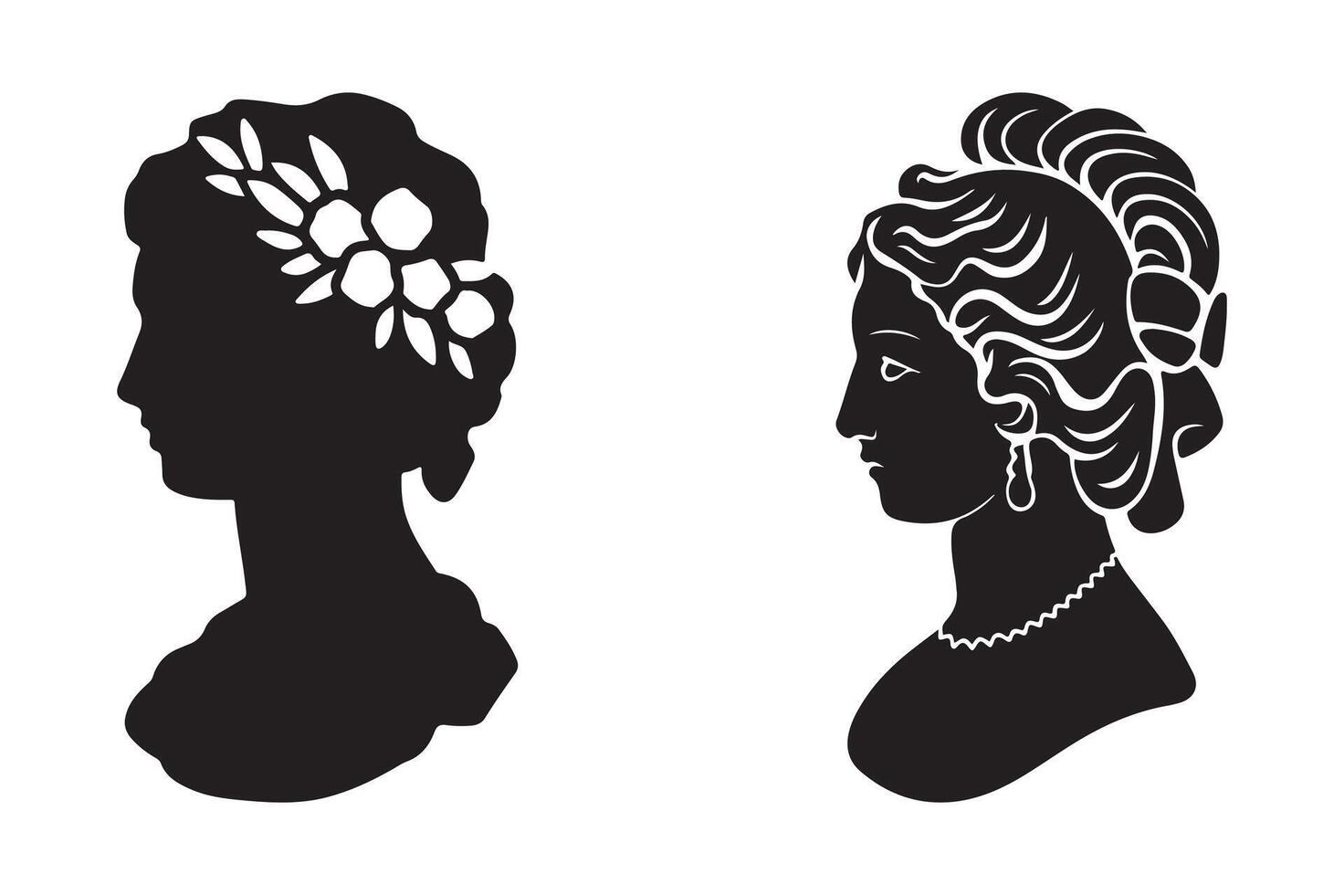 Classical Female Portrait Silhouette Art vector