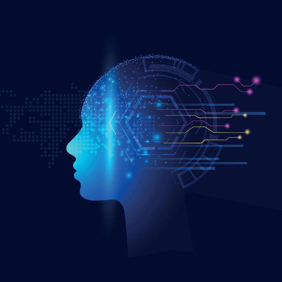 Artificial Intelligence concept. Creative brain concept background. Technology web background. Big data and artificial intelligence concept. vector