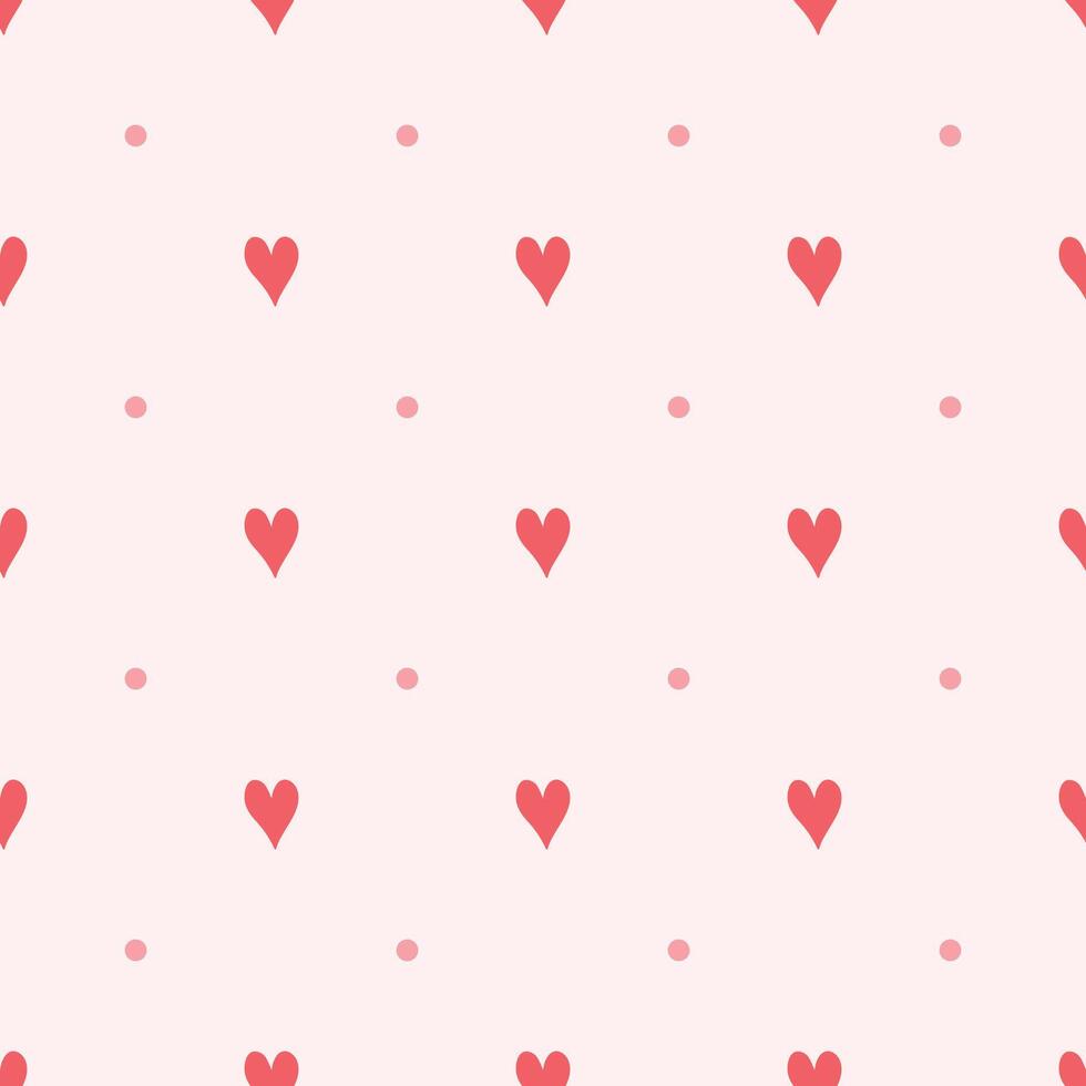seamless pattern of red small hearts and polka dots on white background, romantic love theme texture vector