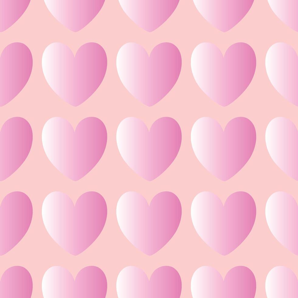 seamless pattern of pink gradient hearts on light background, romantic love theme texture wrapping paper vector