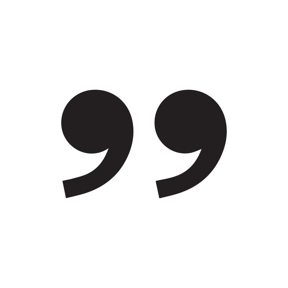 Minimalist Quotation Mark Icon in Black and White vector
