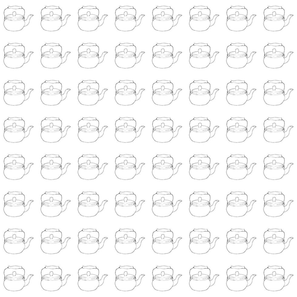 Metal teapot. Seamless pattern. Doodle style. vector