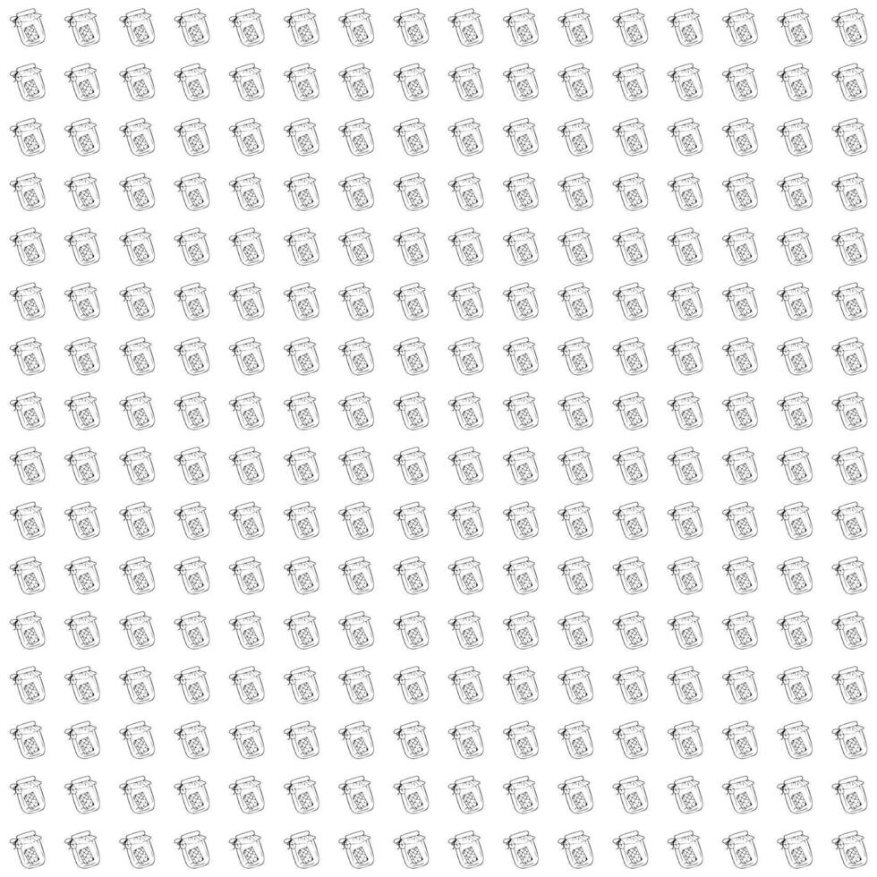Glass jar with honey. Small drawing. Doodle style. Seamless pattern. vector