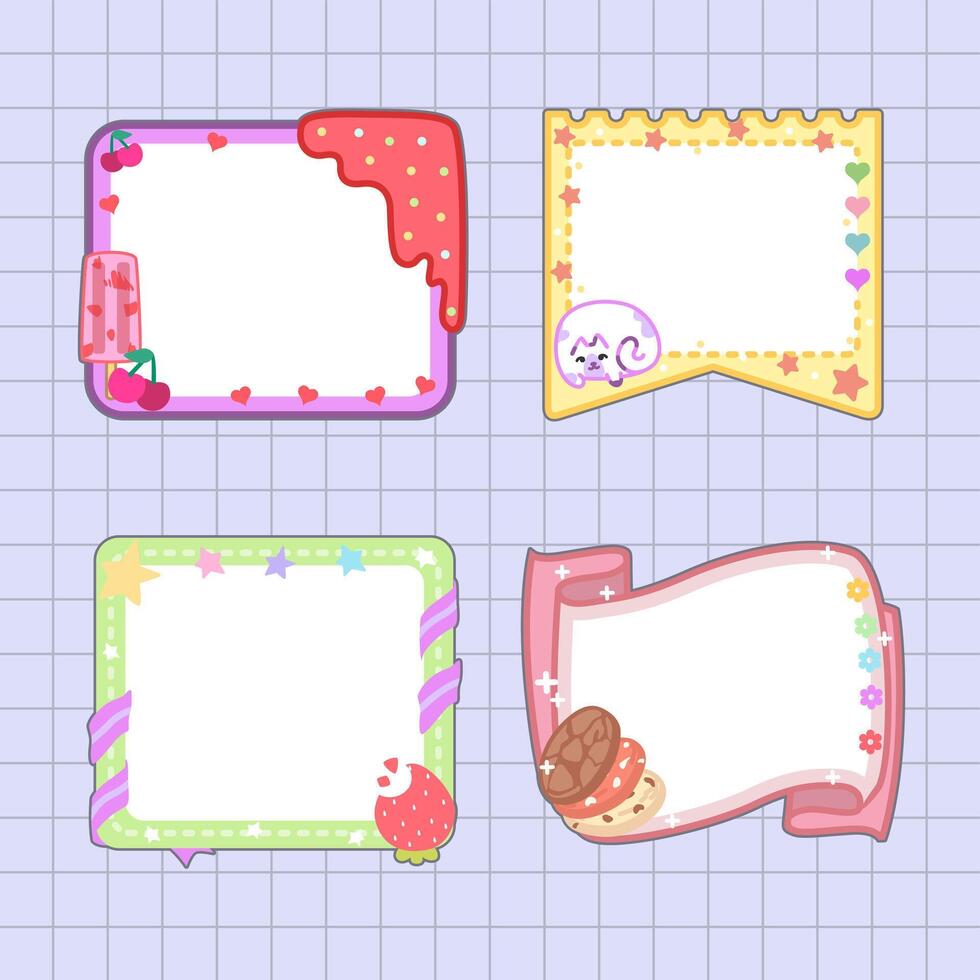 a collection of hand drawn cherry ice cream and cookies notepads for bullet journal vector