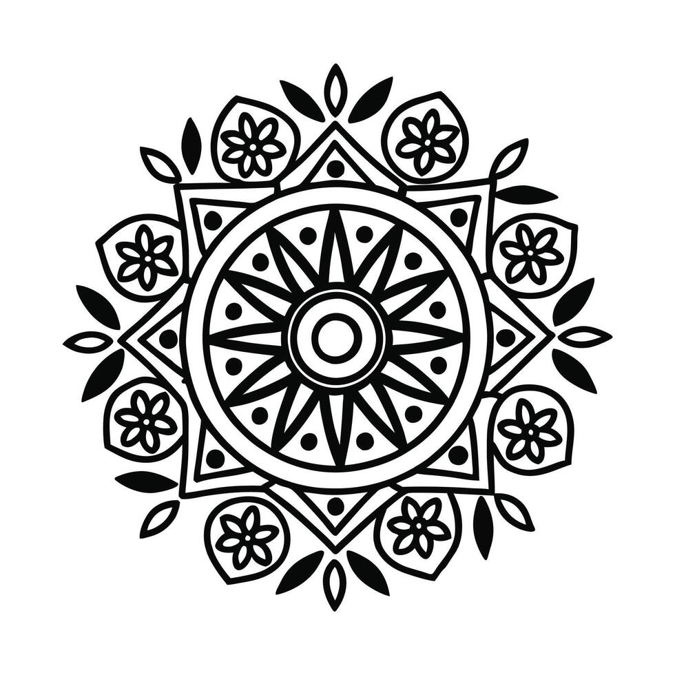 Lineal floral mandala creative ornamental decorative element circle shape background vector