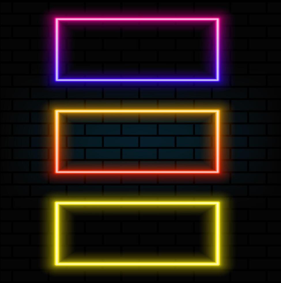 Colorful neon frame on transparent background, illustration. vector
