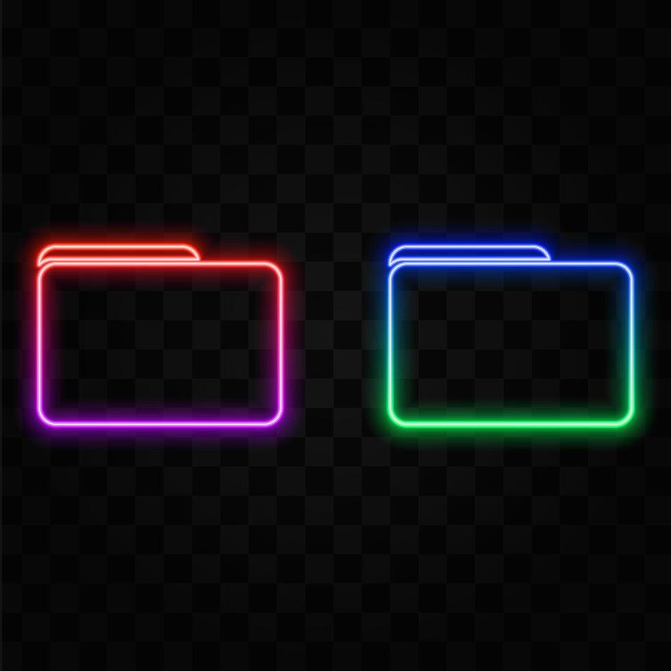 3D rendering UI folder icon with neon light isolated on black background vector
