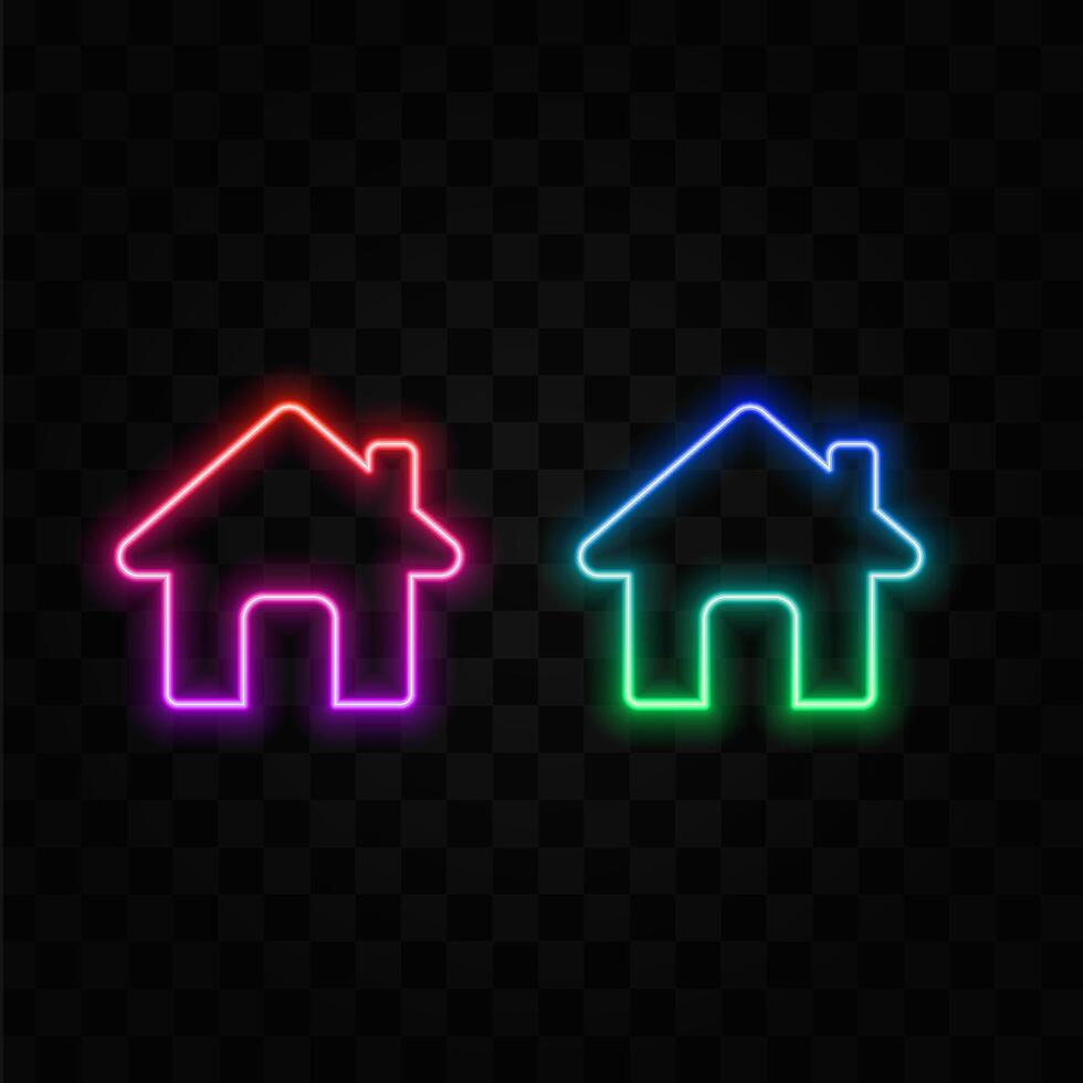 Neon house sign. purple color. vector