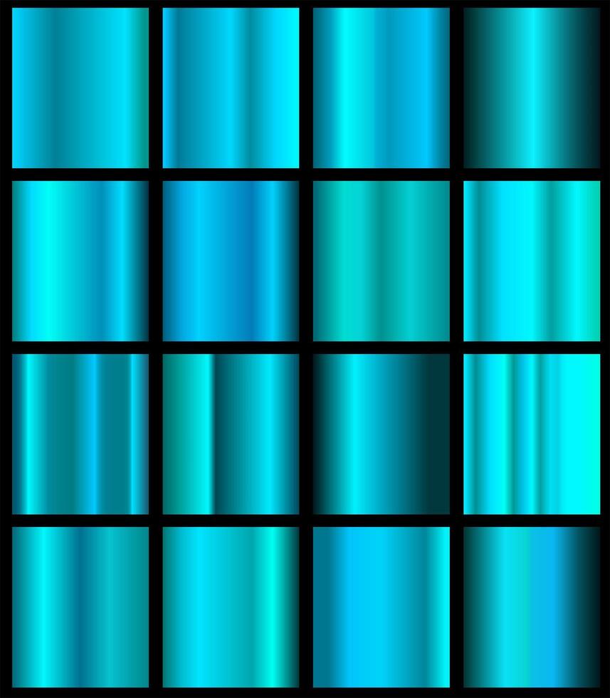 Collection of blue gradient backgrounds. Set of blue metallic textures. illustration vector