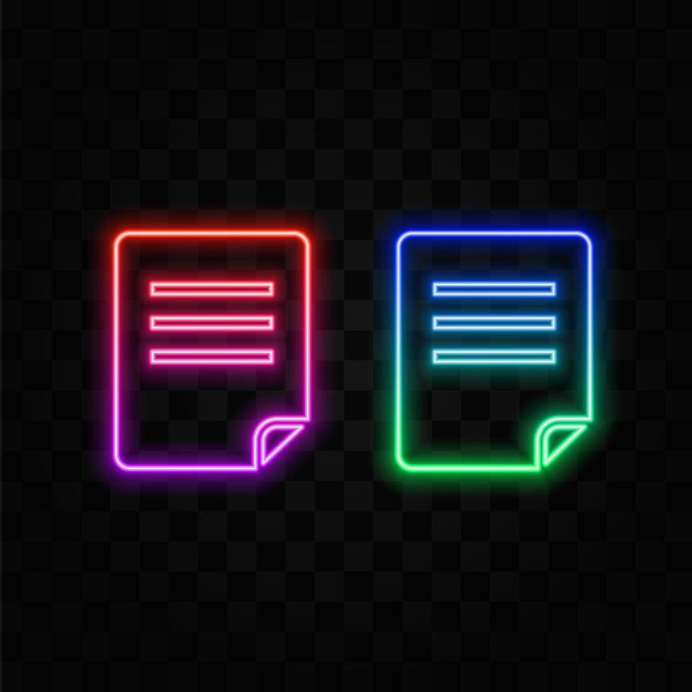 File, contract, app yellow neon icon. Transparent background. Yellow Neon Icon vector
