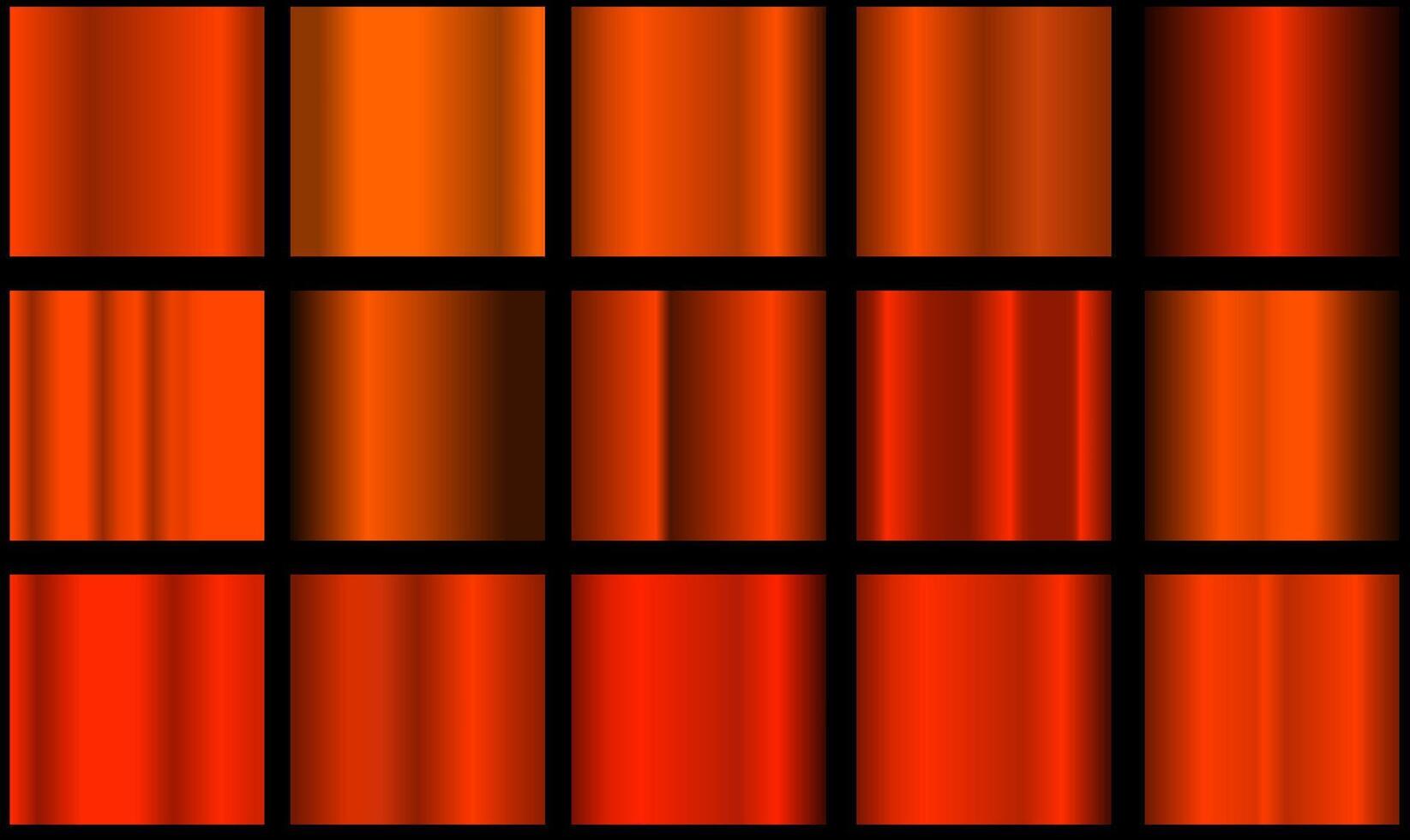 Orange glossy gradient, metal foil texture. Color swatch set. Collection of high quality gradients. Shiny metallic background. Design element. vector